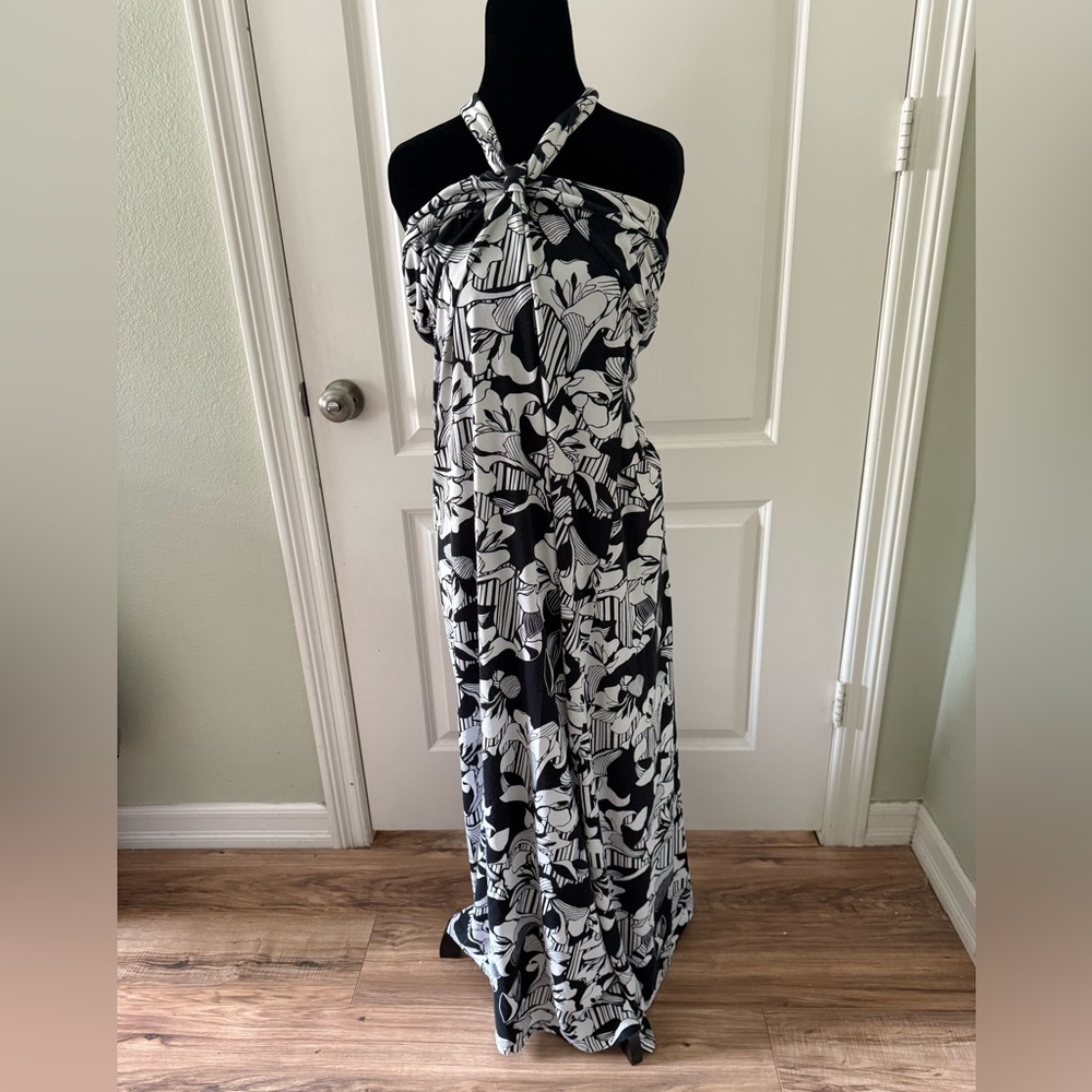 Banana Republic Black and White Halter Dress